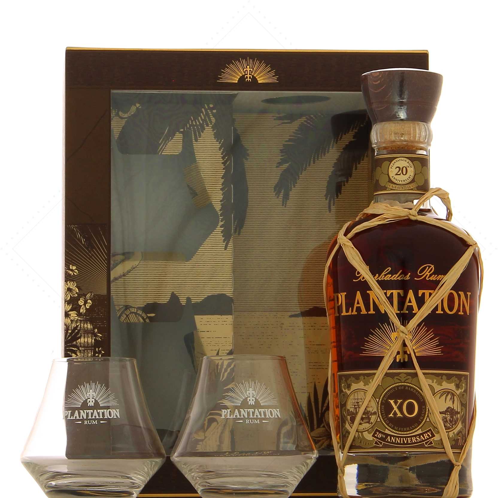 Plantation Rum Barbados XO 20th Anniversary Boxed set 2 warm glasses 40° -  Rhum Attitude