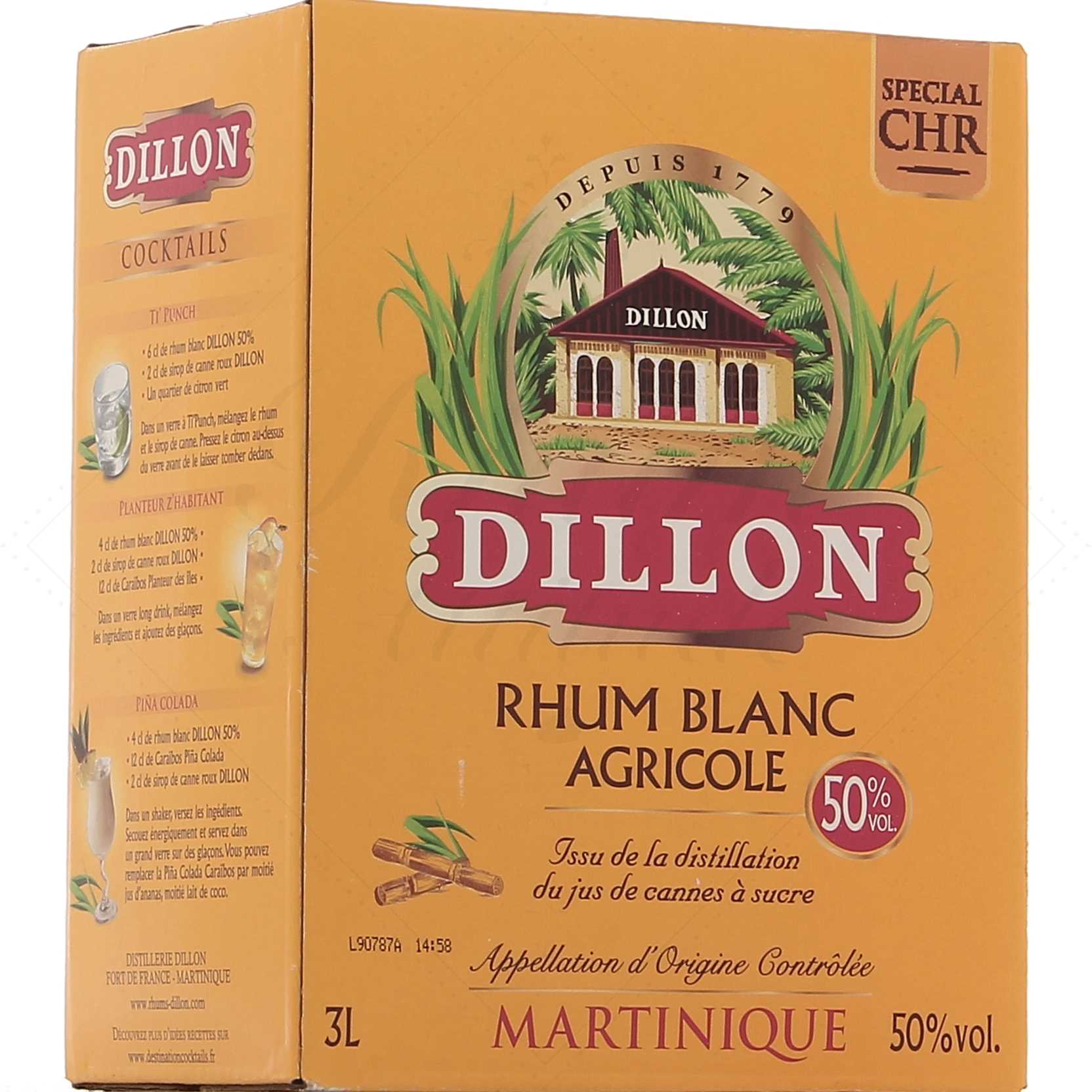 Dillon White Rum 50° - Cubi BIB Bag-In-Box 3 liters