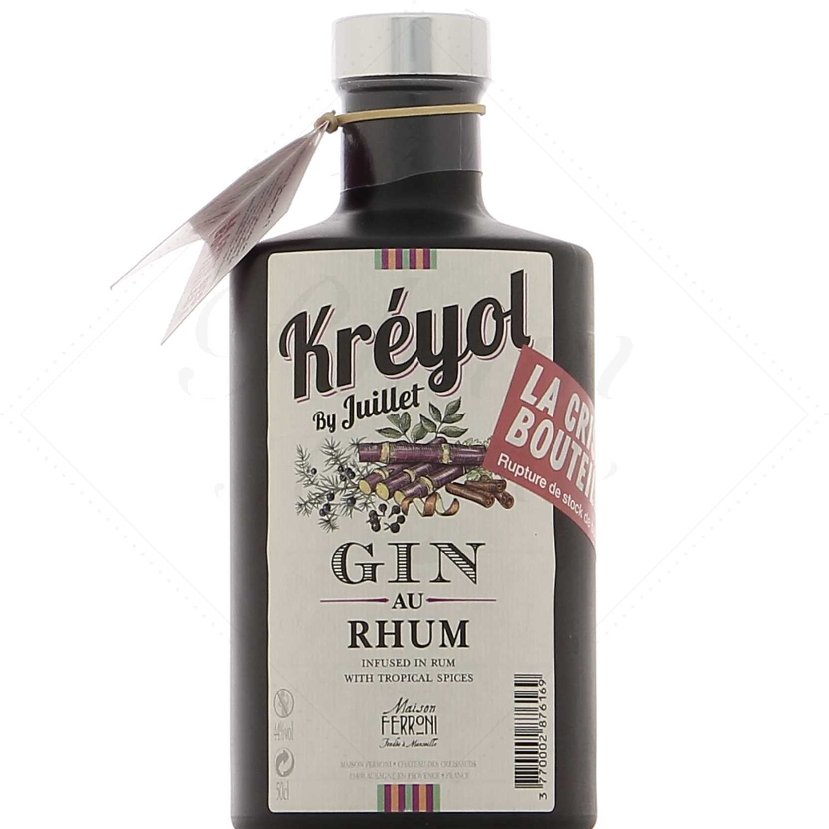 Ferroni Gin Kreyol by juillet 44° Édition limitée La crise des bouteilles -  Rhum Attitude