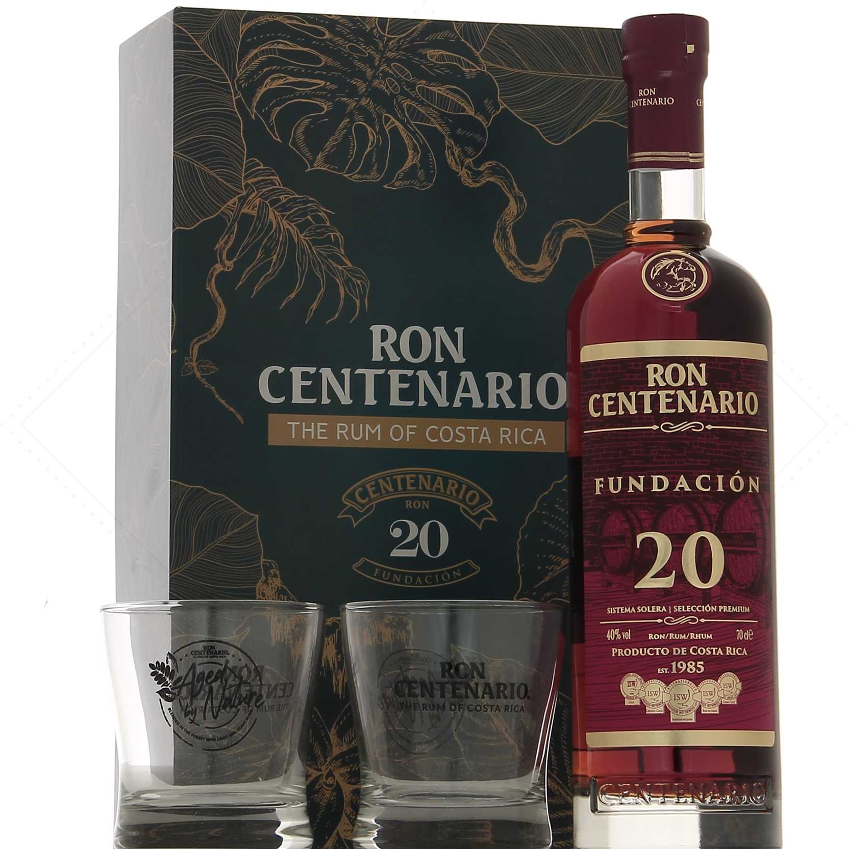 Centenario 20 in a box of 2 glasses 40° - Rhum Attitude