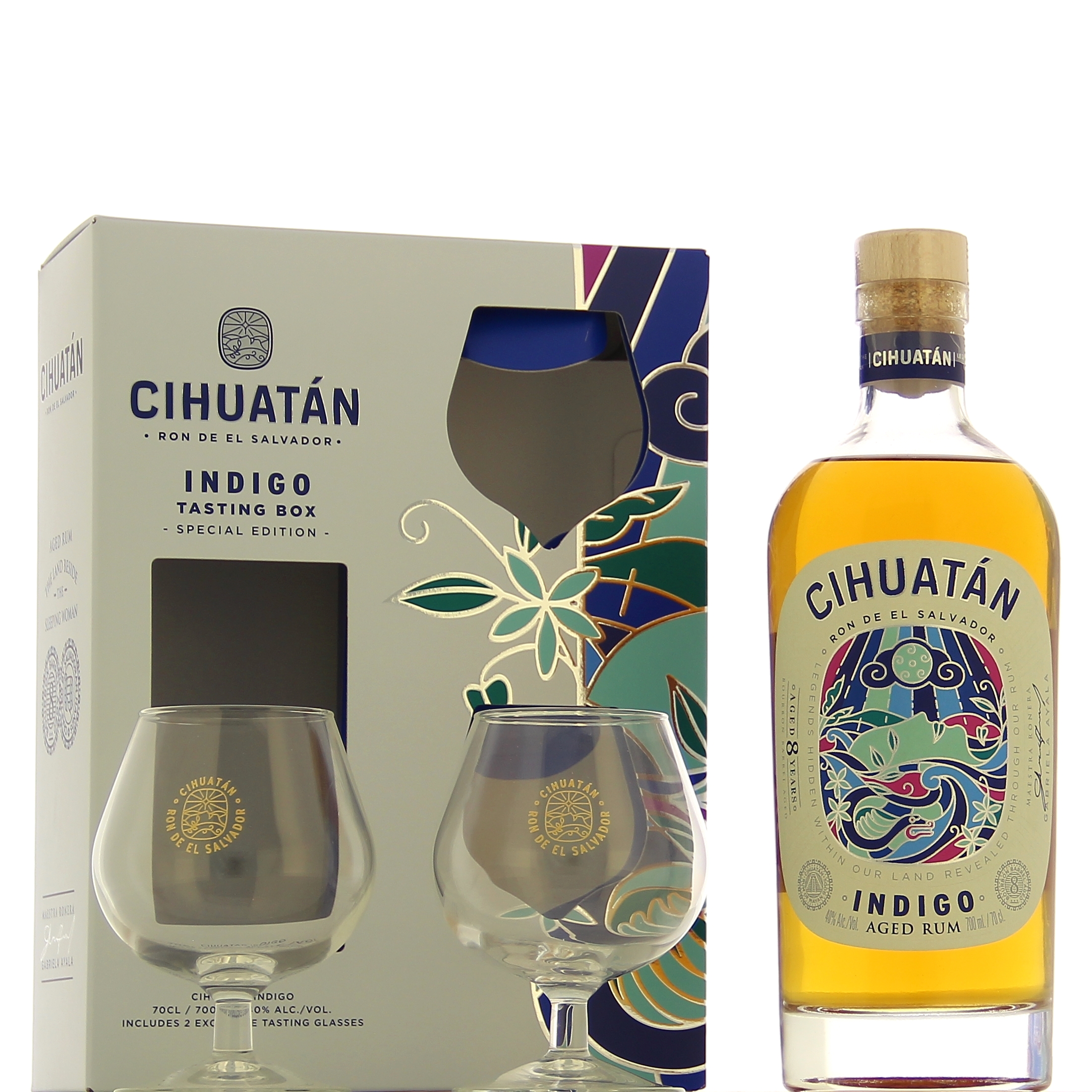 Cihuatan Indigo 8 ans 40° en coffret 2 verres – Image 2