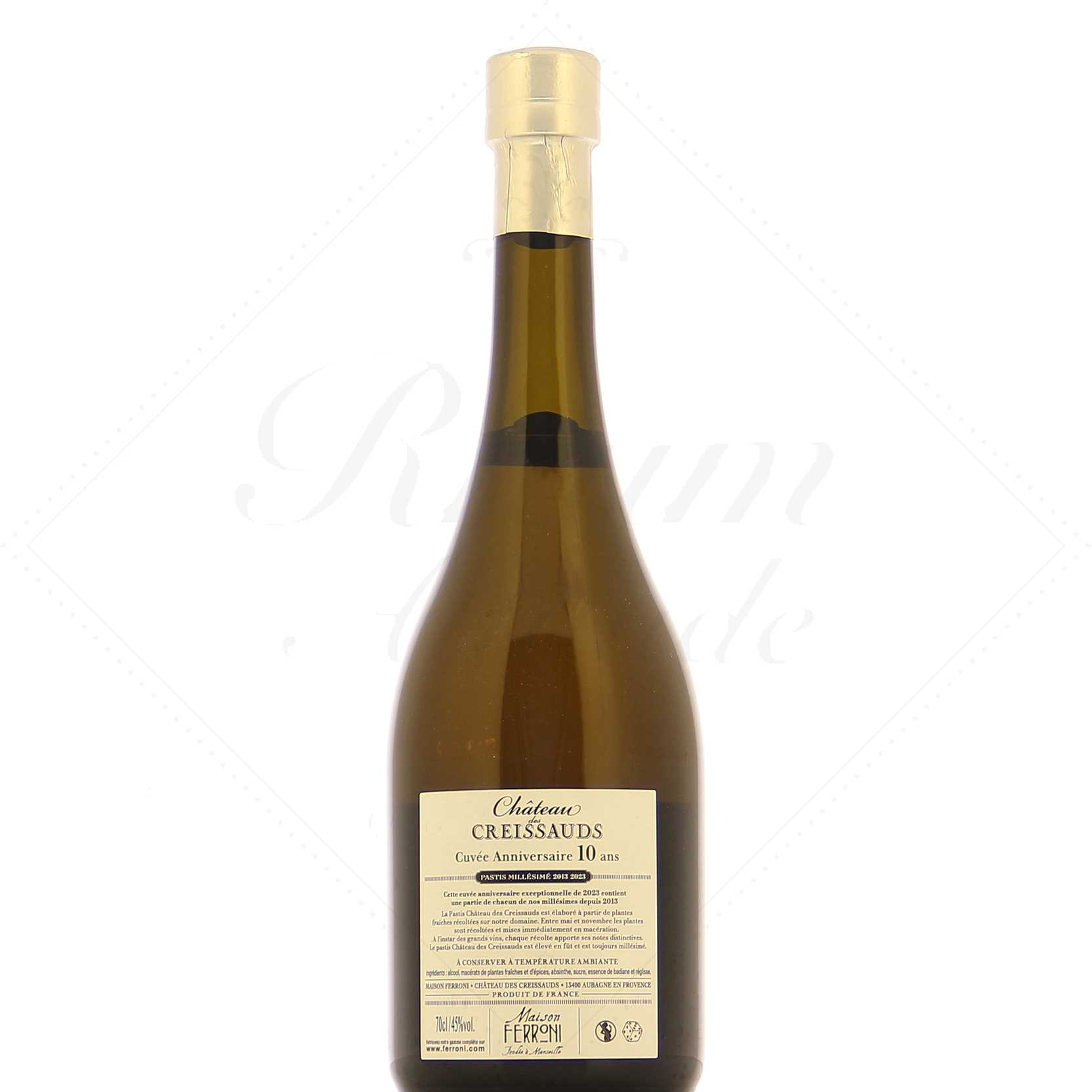Ferroni Pastis Château des Creissauds Cuvée Anniversaire 10 ans 2013-2023 45° – Image 2