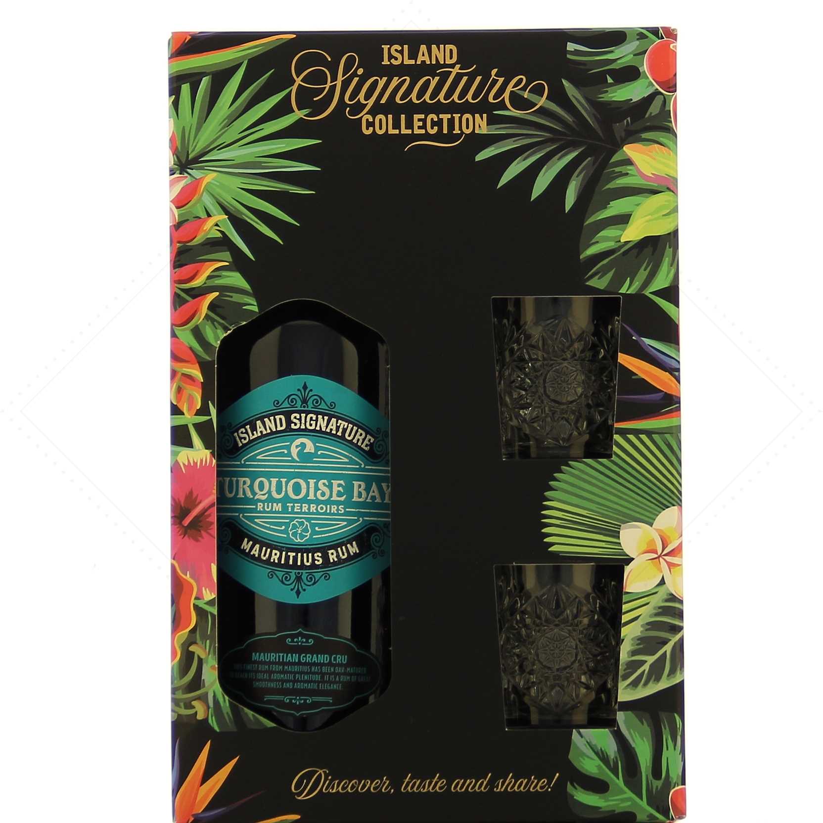 Island Signature Turquoise Bay Mauritius en coffret 2 verres 40°