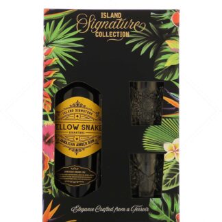 Island Signature Yellow Snake Jamaica in a gift set with 2 glasses, 40°