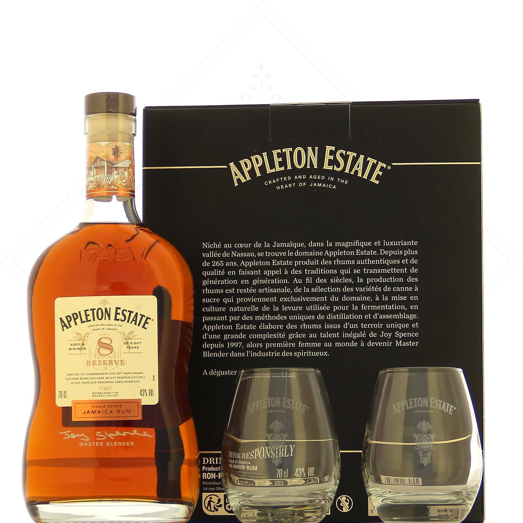 Appleton 8 ans Reserve 43° avec 2 verres – Image 2
